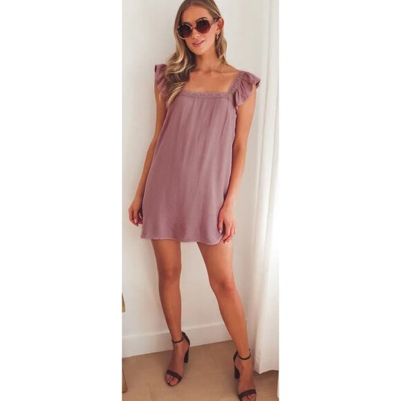 Lulus Country Charm Mauve Ruffled Mini Shift Dress Plus Size 3XL NWT - Picture 1 of 14